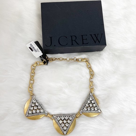J. CREW Metallic Crystal Triangles Necklace - Picture 4 of 7